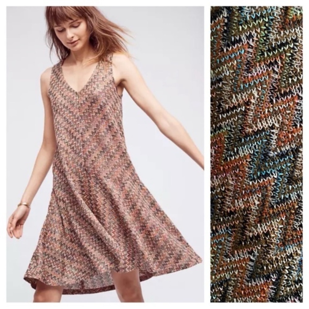 Anthropologie Maeve Zigzag Knit Mini Westwater Dress - Multicolor